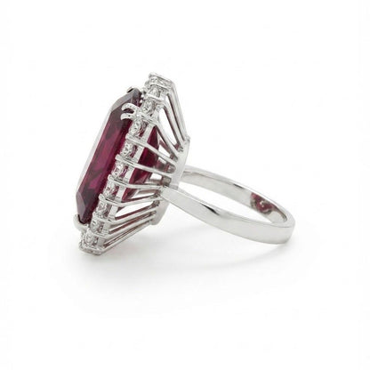 Vintage 25ct Rubellite and Diamond Cluster Cocktail Ring