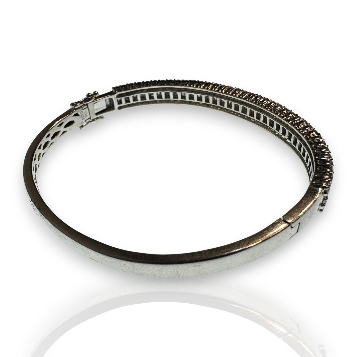 4.42ct Baguette Cut Diamond Bangle Bracelet in 18ct White Gold