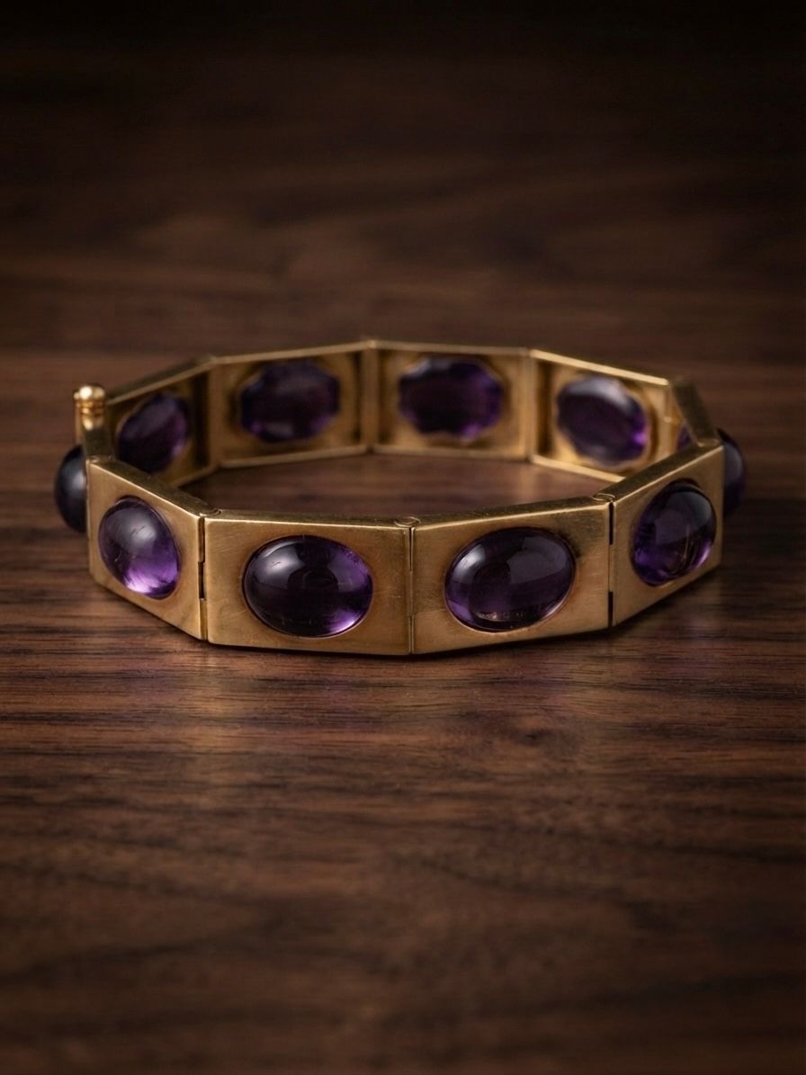 Victorian Amethyst Riviere 18 KT Bracelet