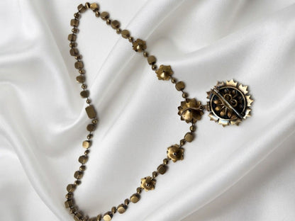 Victorian Antique Natural Pearl and Diamond Demi Parure Pendant Necklace Brooch, Circa 1860