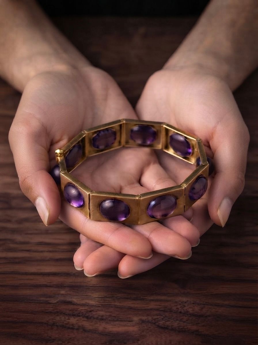 Victorian Amethyst Riviere 18 KT Bracelet