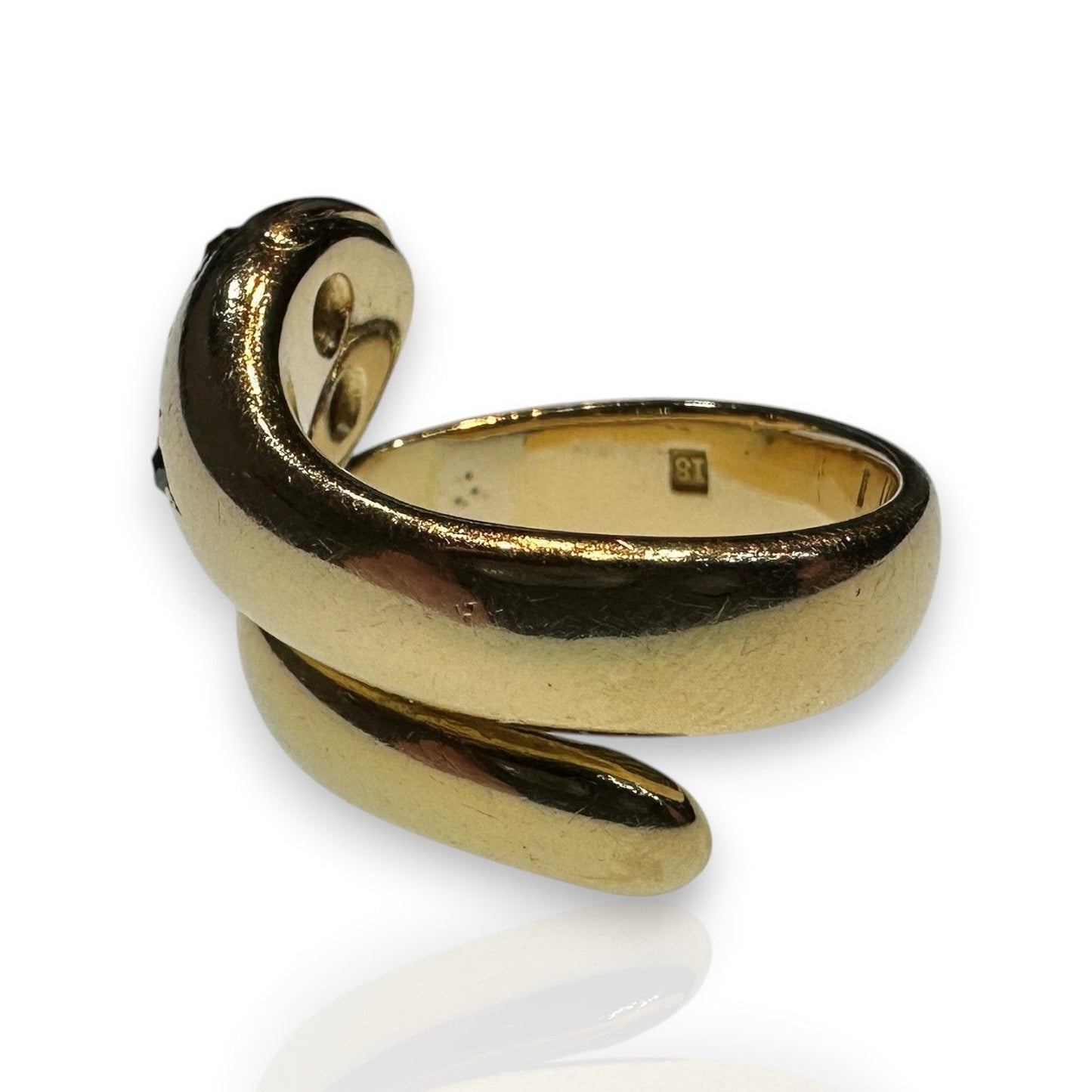 Victorian Antique 18ct Gold Snake Ring with Ruby and Diamond