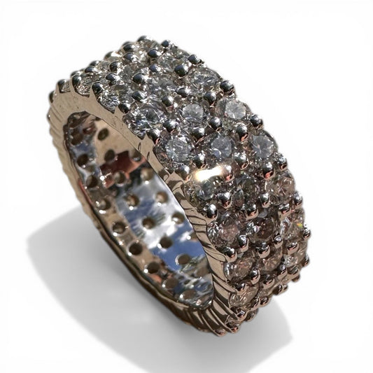 Three Row 10.60cts Diamond Full Eternity Wide Band Ring in 18ct Gold