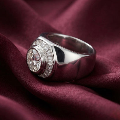 Vintage Italian 1940s Retro 2.80ct Diamond Target Cluster Statement Ring