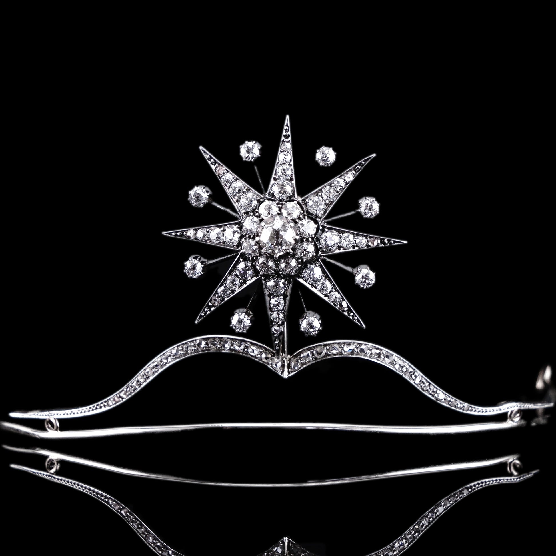 Spectacular Antique Victorian Diamond Tiara with Diamond Star - c.1890
