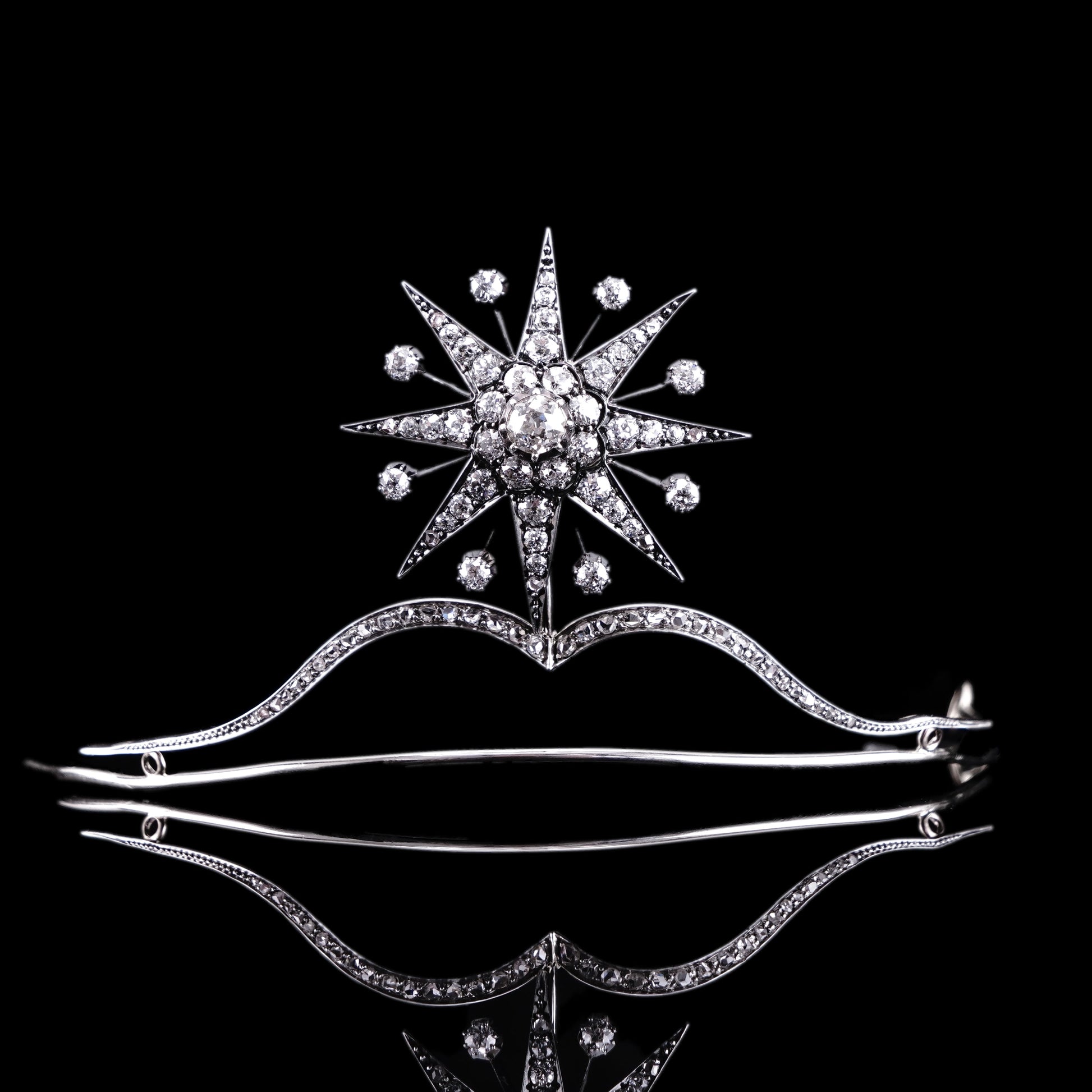 Spectacular Antique Victorian Diamond Tiara with Diamond Star - c.1890