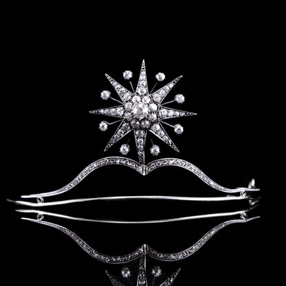 Spectacular Antique Victorian Diamond Tiara with Diamond Star - c.1890
