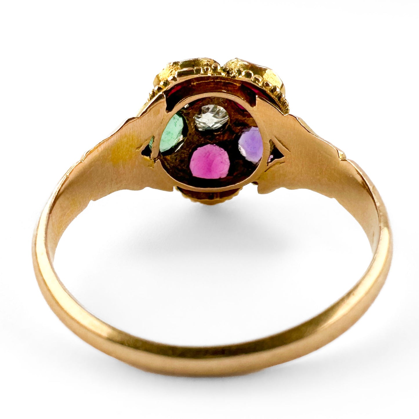 Victorian Antique 1865 REGARD Cluster Ring in 15ct Yellow Gold, 19th century