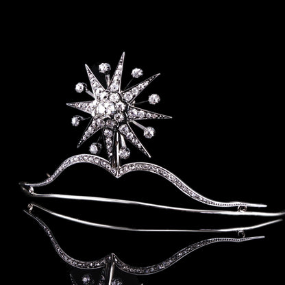 Spectacular Antique Victorian Diamond Tiara with Diamond Star - c.1890