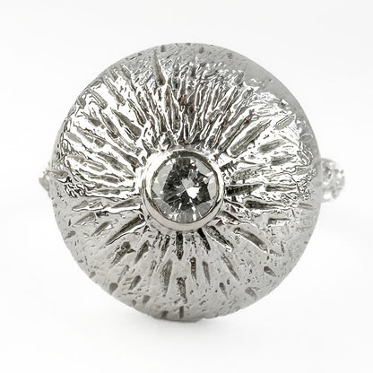 Vintage Kutchinsky 1972 Textured Diamond Set Bombe Ring