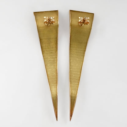 Vintage Stylistic Abstract Gold Tapered Drop Earrings