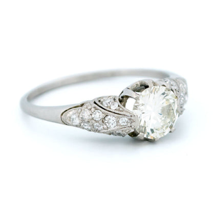 Antique Vintage Art Deco 0.94ct Diamond Solitaire Engagement Ring in Platinum