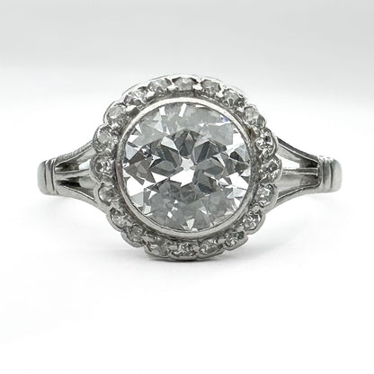 Edwardian 1.2ct Old Transitional Cut Diamond Cluster Ring in Platinum
