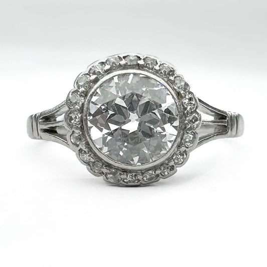 Edwardian 1.2ct Old Transitional Cut Diamond Cluster Ring in Platinum