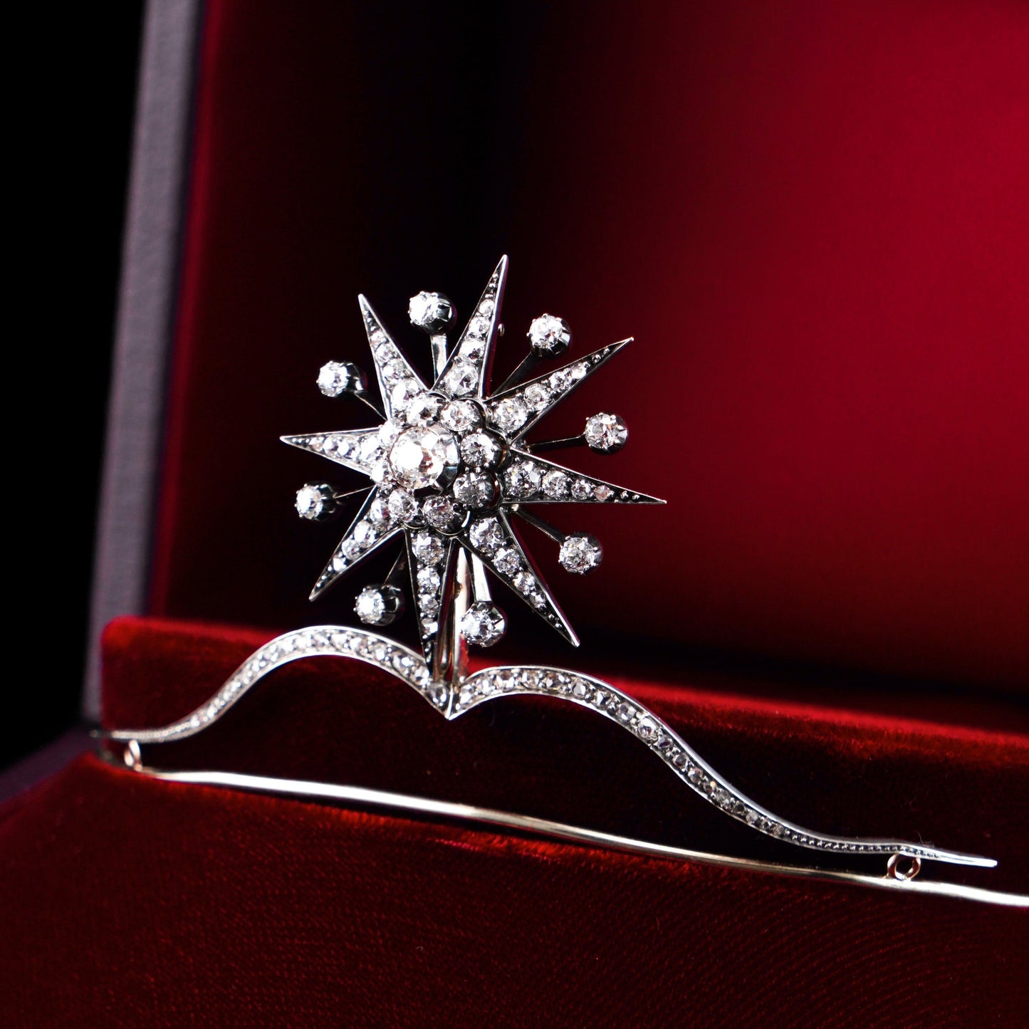 Spectacular Antique Victorian Diamond Tiara with Diamond Star - c.1890