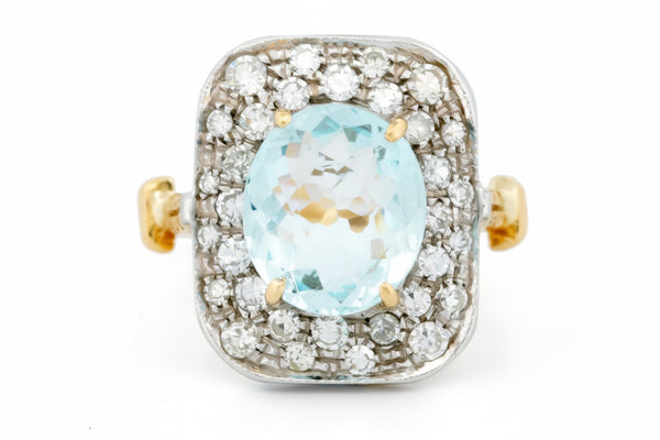 Vintage 2.40cts Aquamarine and Diamond 14k Cluster Ring 16047-8720