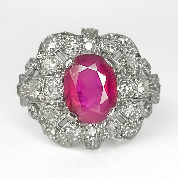 1.65ct Burma Ruby Cluster Ring