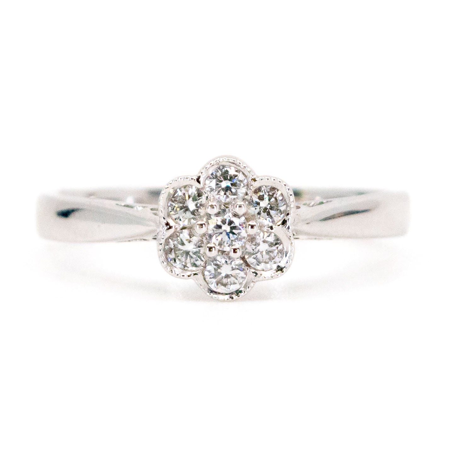 18 Carat White Gold Brilliant Cut Diamond Daisy Cluster Ring, 0.25 Carat