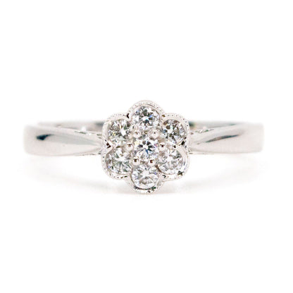 18 Carat White Gold Brilliant Cut Diamond Daisy Cluster Ring, 0.25 Carat