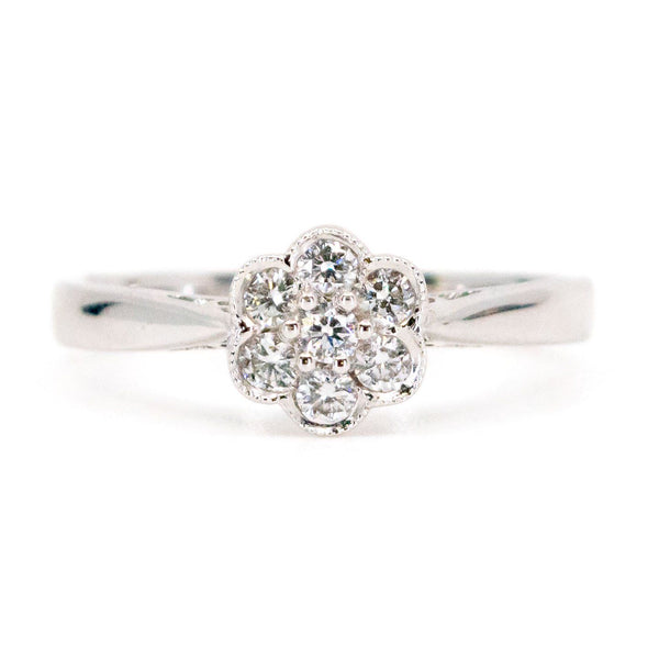 18 Carat White Gold Brilliant Cut Diamond Daisy Cluster Ring, 0.25 Carat