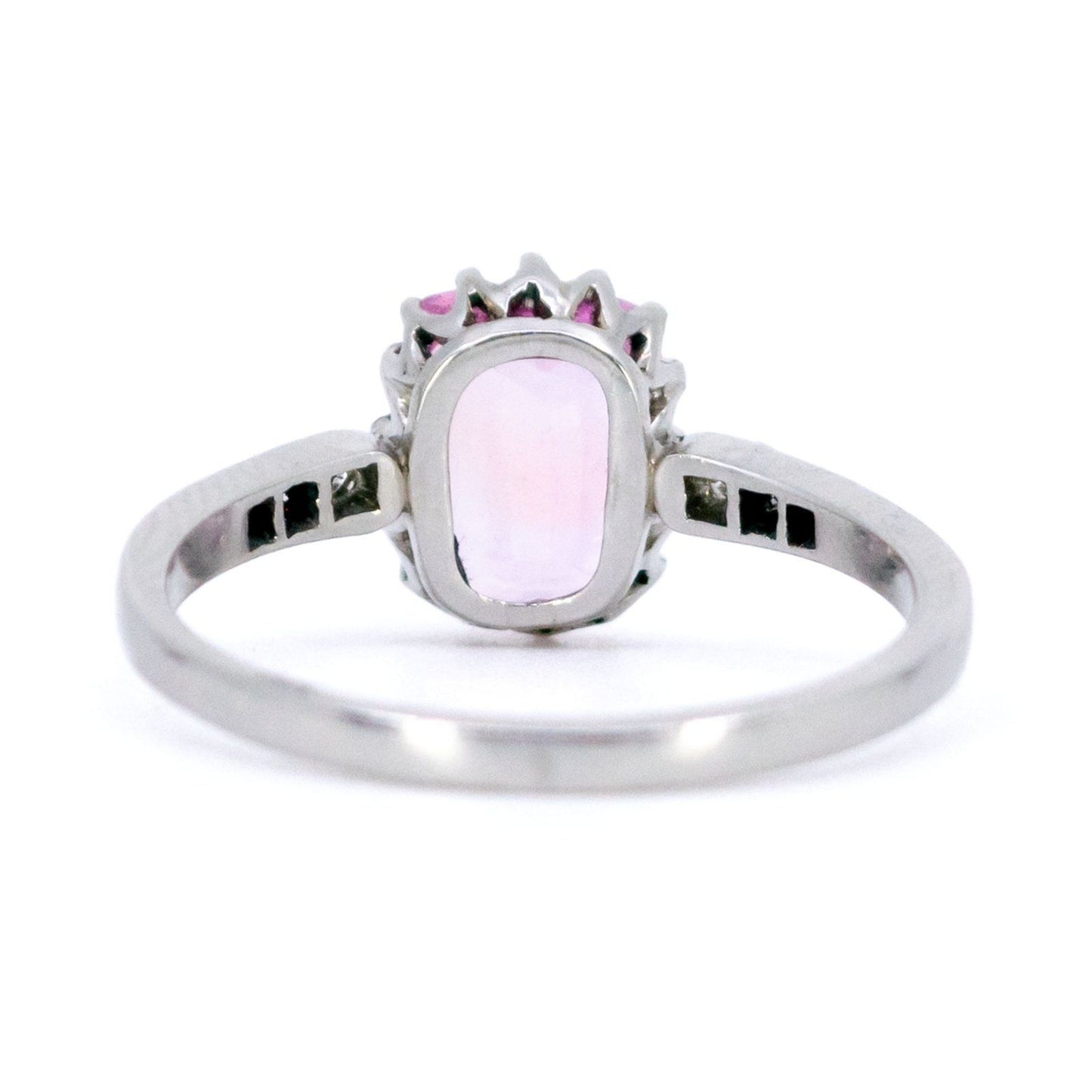 Vintage Diamond and Pink Sapphire Platinum Oval-Shape Ring