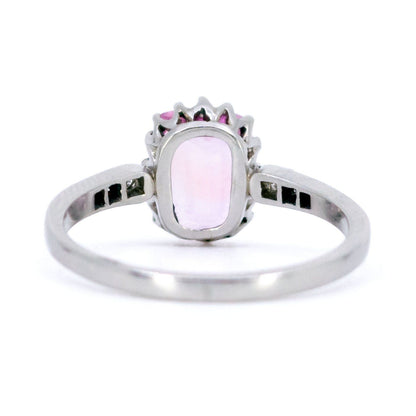 Vintage Diamond and Pink Sapphire Platinum Oval-Shape Ring