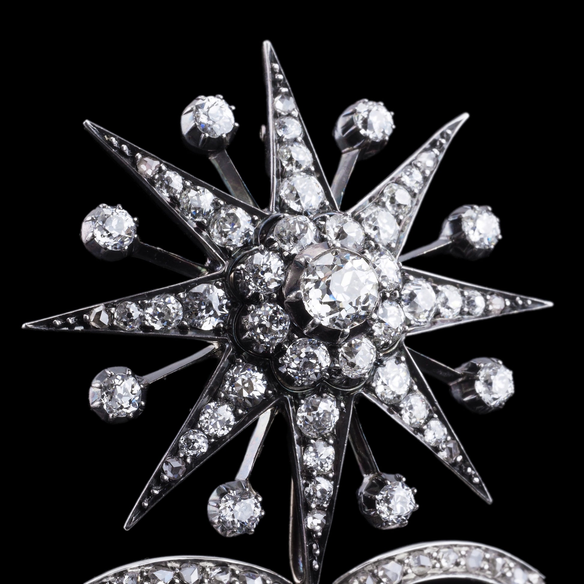Spectacular Antique Victorian Diamond Tiara with Diamond Star - c.1890