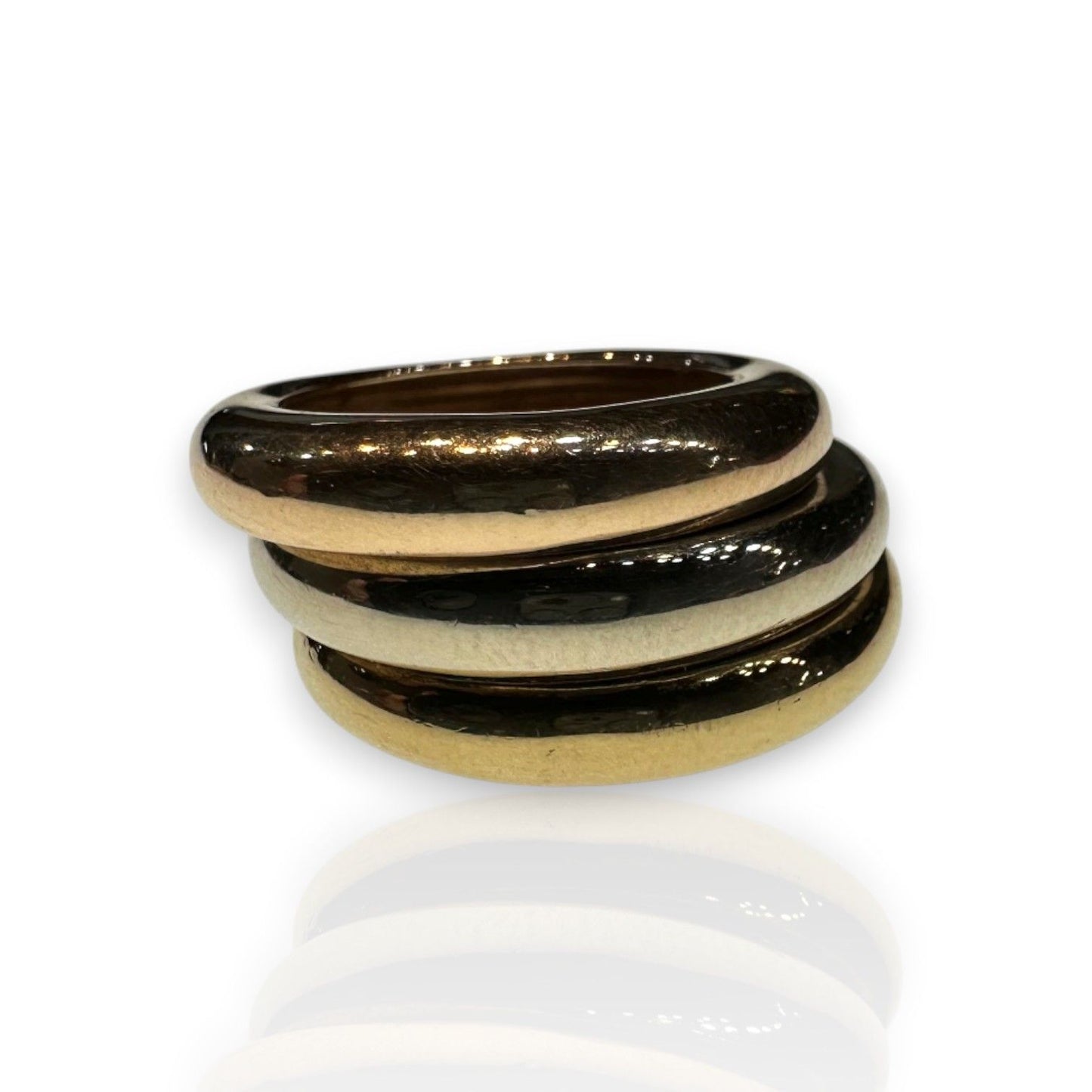 Vintage Cartier Tri Colour Gold Structured Band Ring