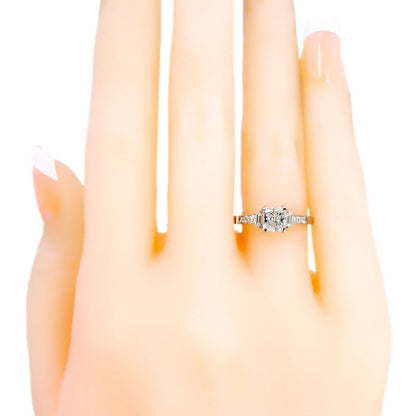 Platinum Princess-Cut Diamond Ring with Diamond Shoulders, 0.67 Carat Centre