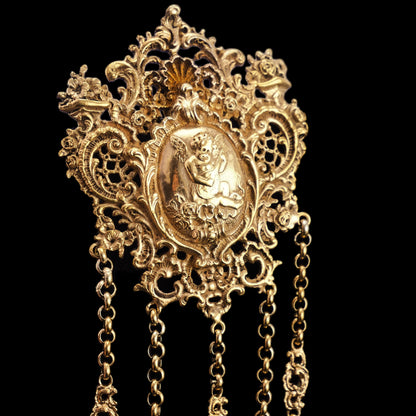 Antique Victorian Silver Gilt Chatelaine Rococo Decorations - c.1860