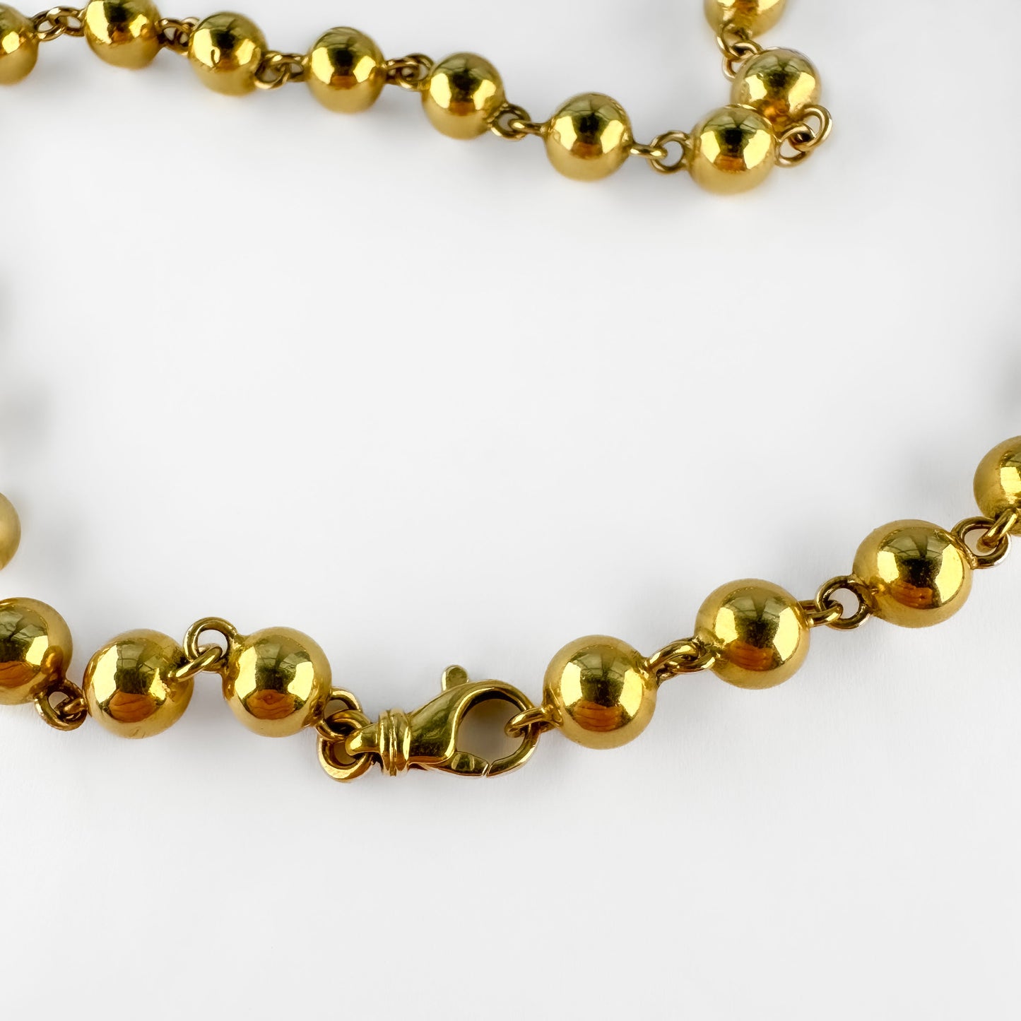 Vintage French 18ct Yellow Gold Beaded Necklace