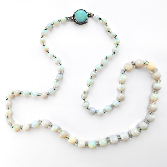 Edwardian Opal Beaded Necklace 17.5 inches