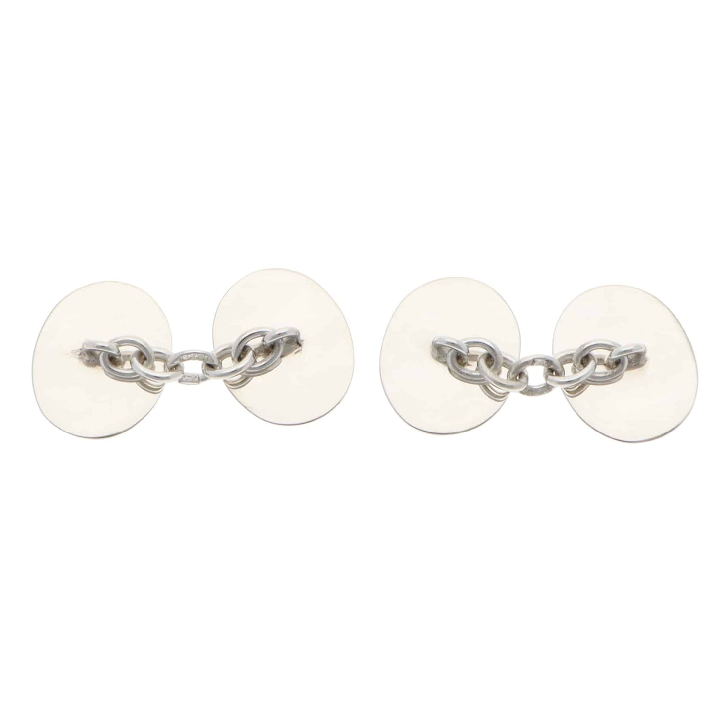Contemporary Pair of Navy and Blue Enamel Oval Cufflinks in Silver