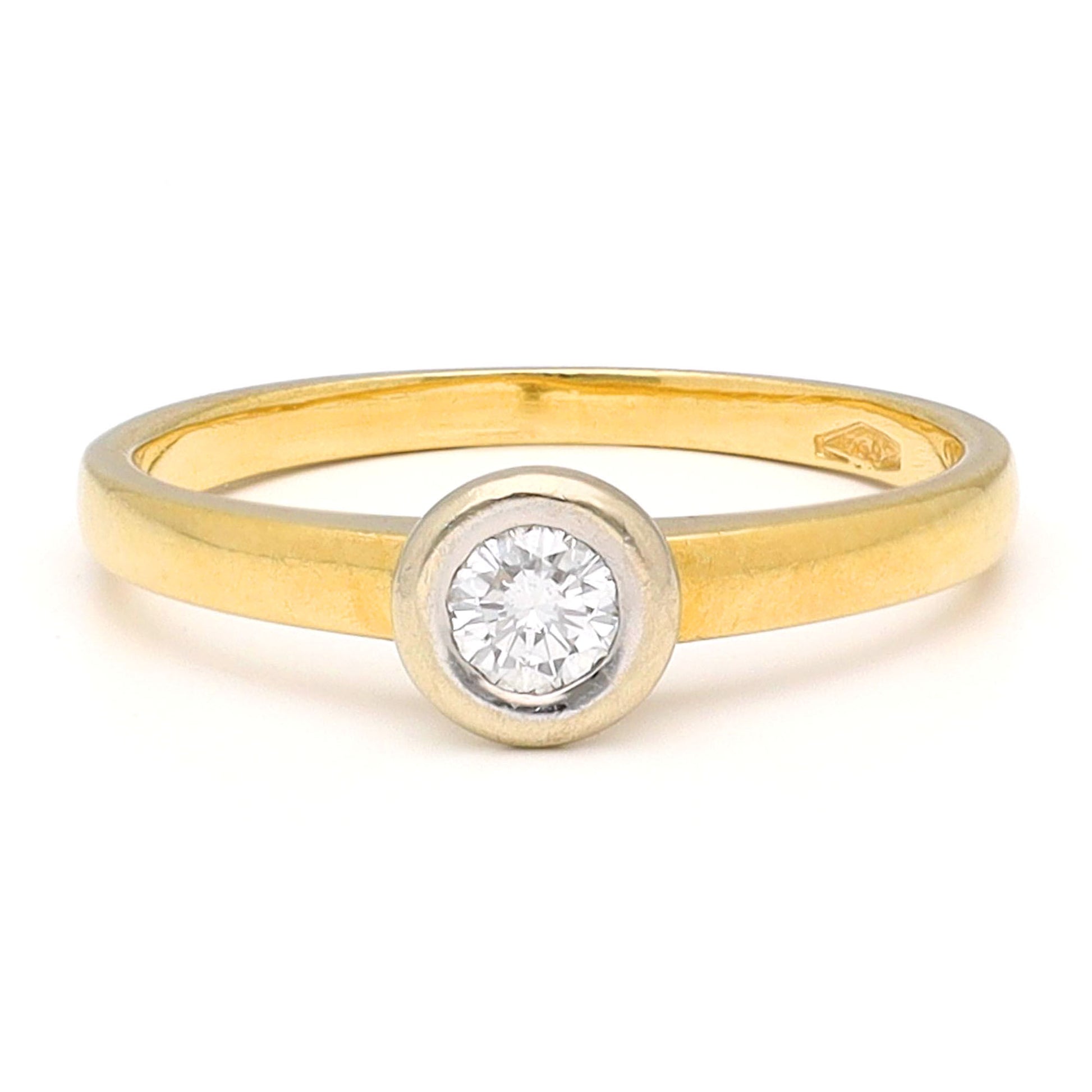 18 Carat Yellow Gold Solitaire Brilliant Cut Diamond Ring, 0.15 Carat