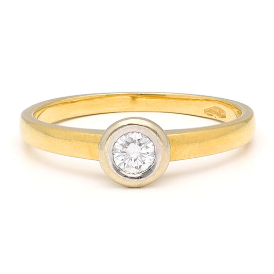 18 Carat Yellow Gold Solitaire Brilliant Cut Diamond Ring, 0.15 Carat