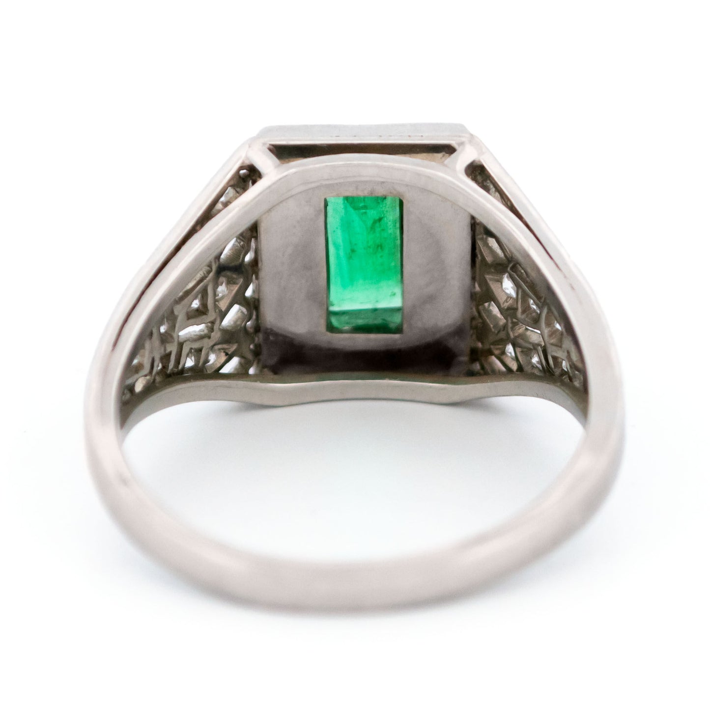 Vintage Platinum, Emerald, Onyx and Diamond Dress Ring, 0.60 Carat