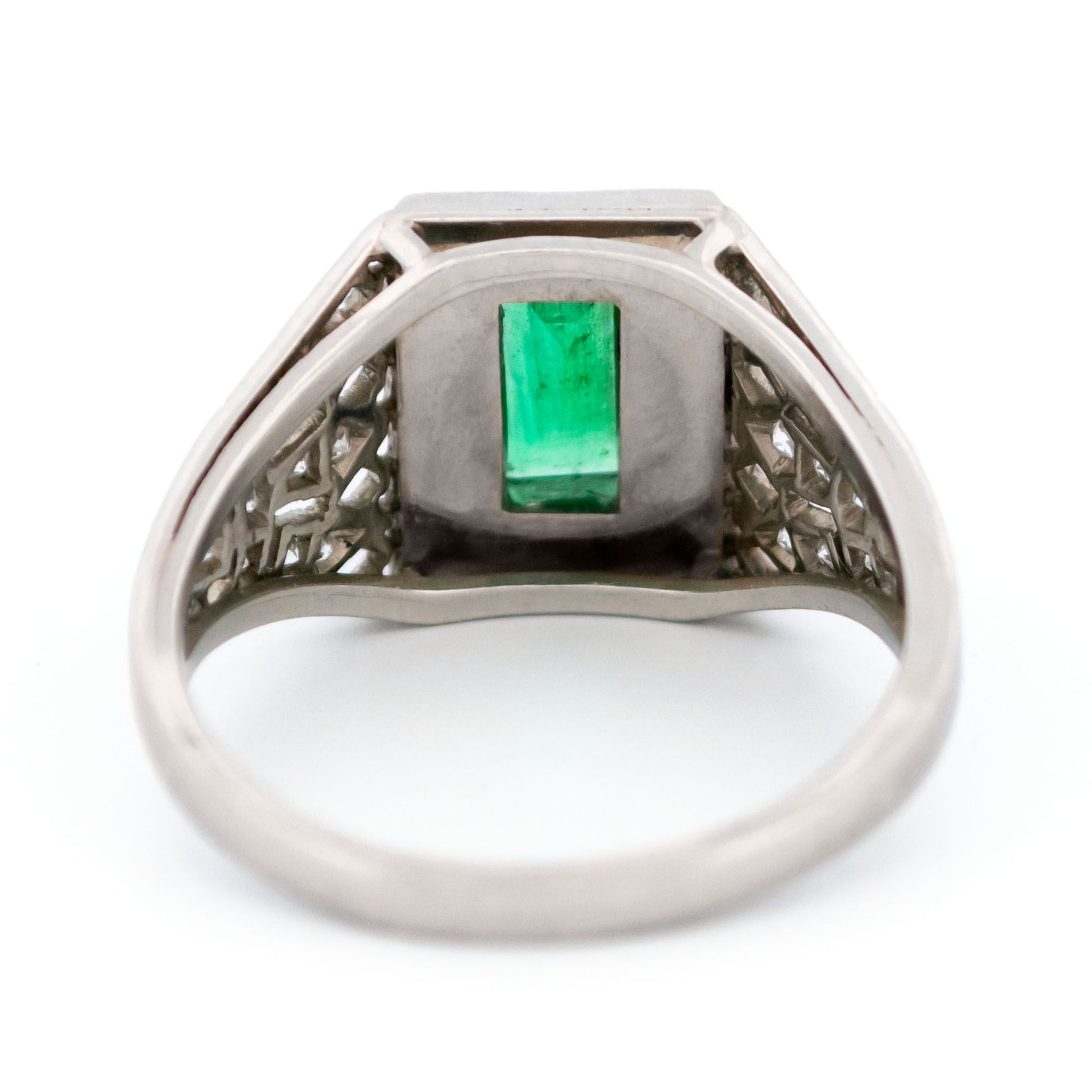 Vintage Platinum, Emerald, Onyx and Diamond Dress Ring, 0.60 Carat