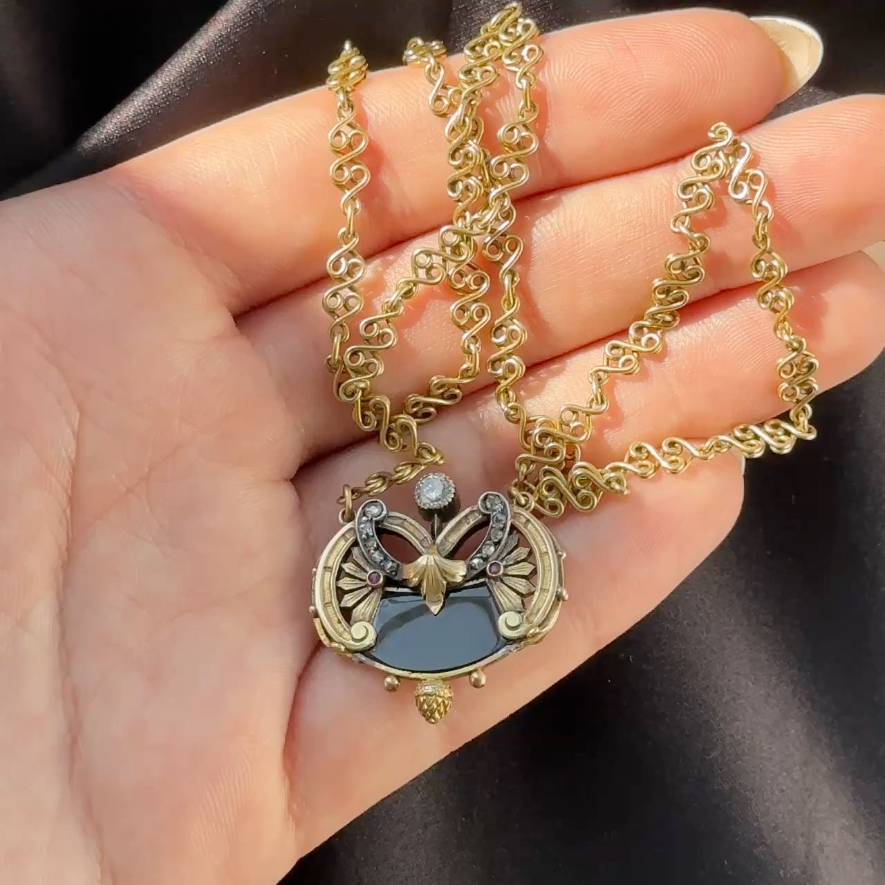 French Art Nouveau Multi-Gem Necklace