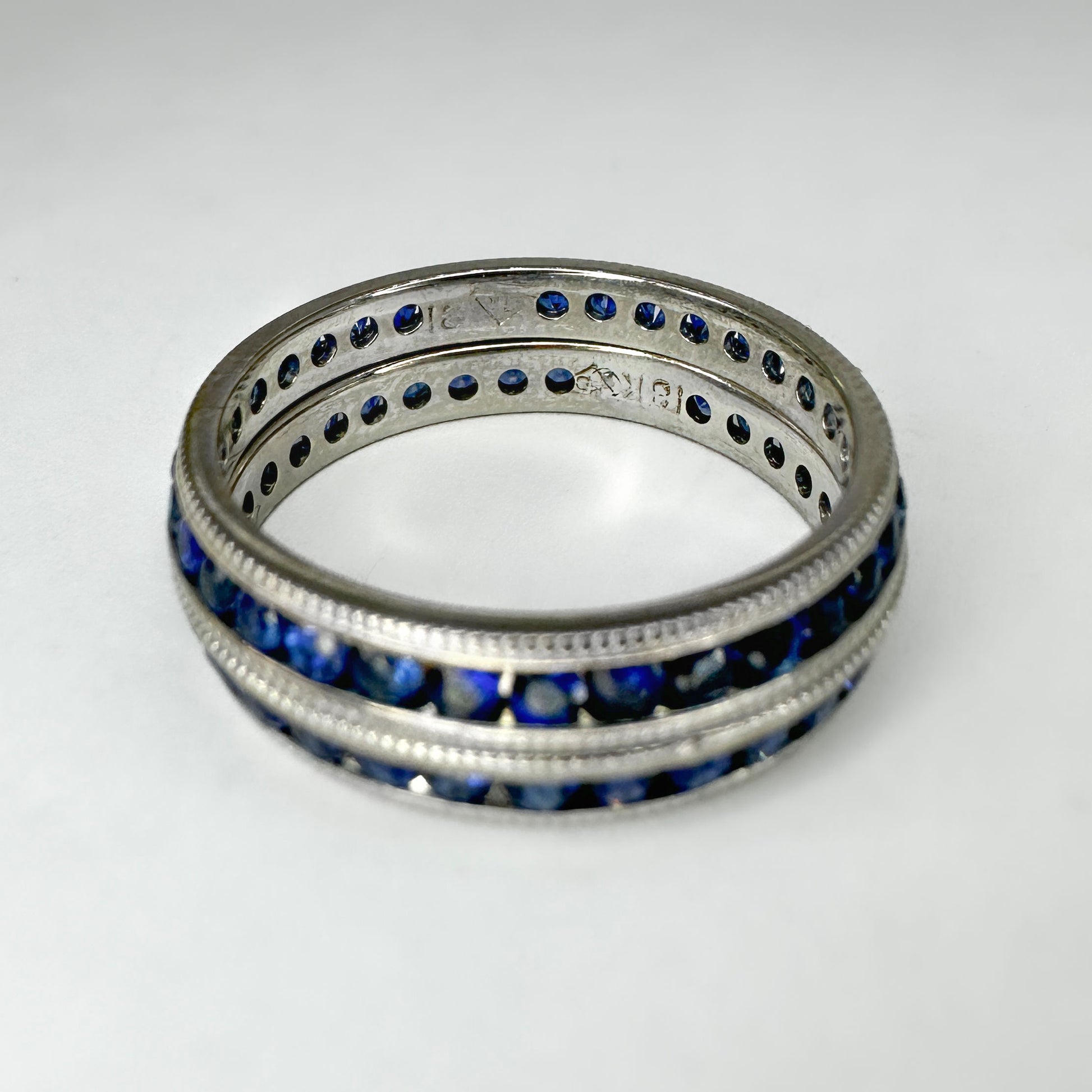 Stacking Pair of Sapphire Full Eternity Band Rings, Vintage 1950s