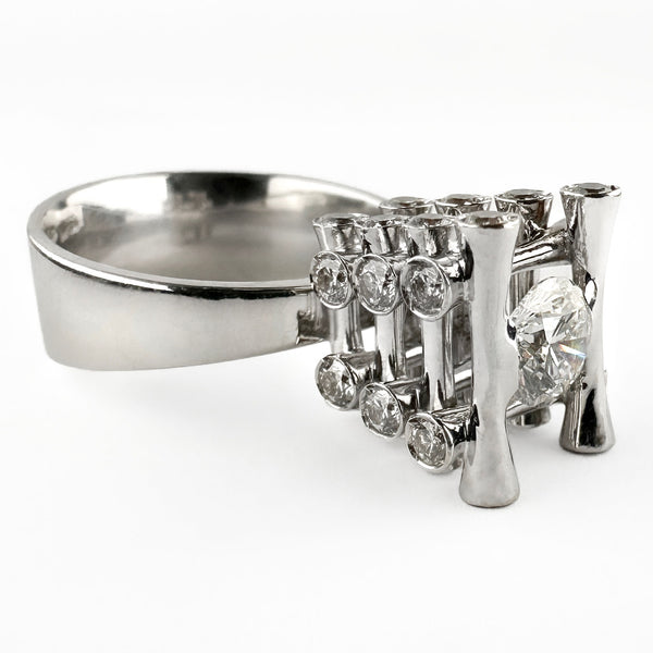 Contemporary Modernist Diamond Tower Ring by Marco Oldani For John Rasmussen