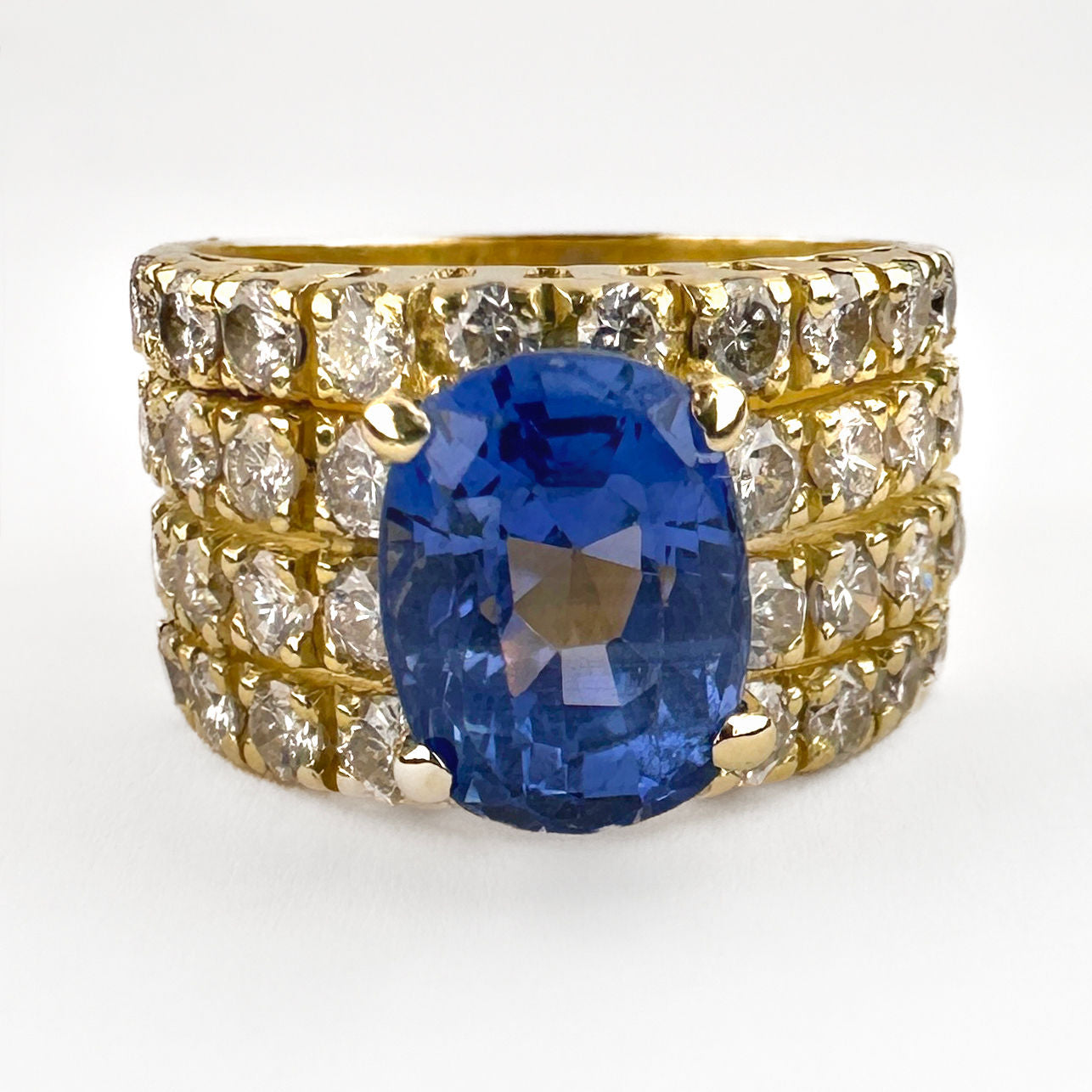 2.5ct Cornflower No Heat Ceylon Sapphire and Diamond Dress Ring