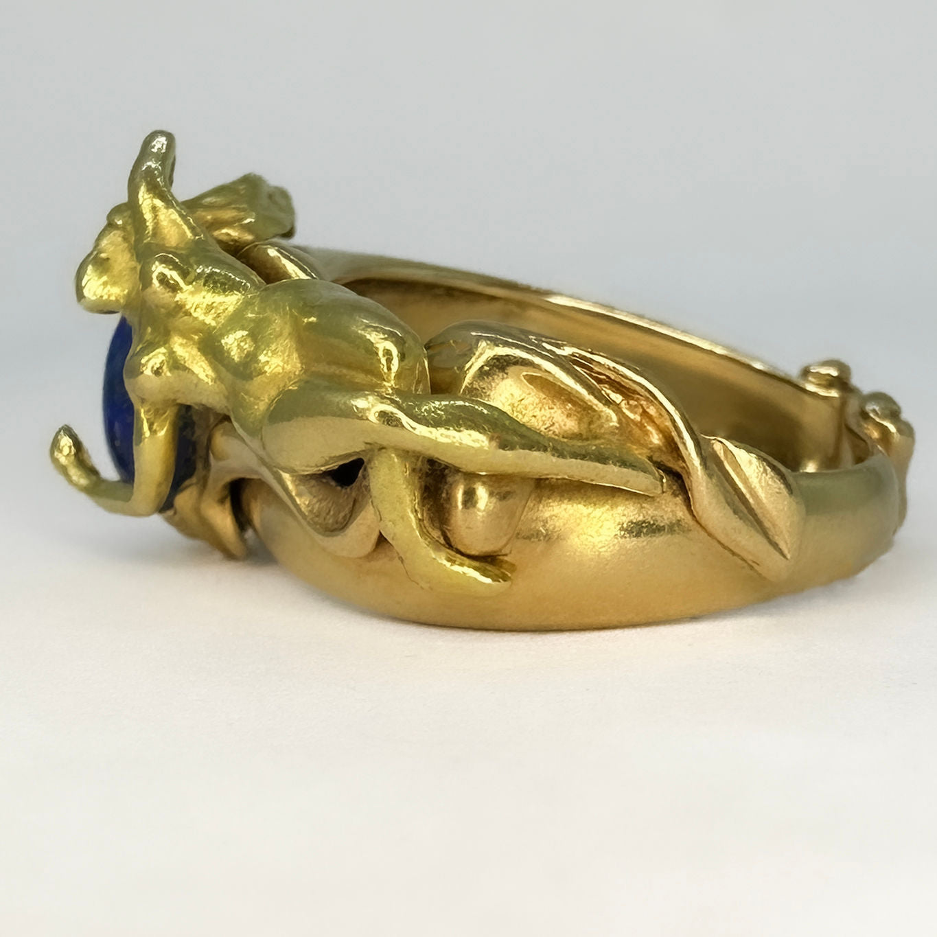 Figurative Art Nouveau Lapis Lazuli Ring