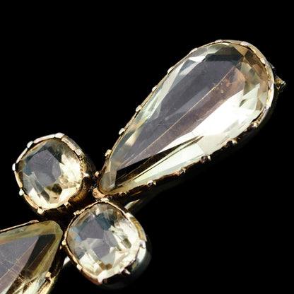 Antique Citrine Quatrefoil Brooch, 19th Century