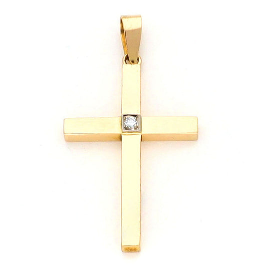 Vintage Diamond Set 14ct Yellow Gold Cross Pendant