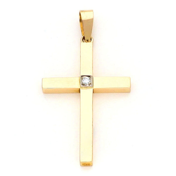 Vintage Diamond Set 14ct Yellow Gold Cross Pendant