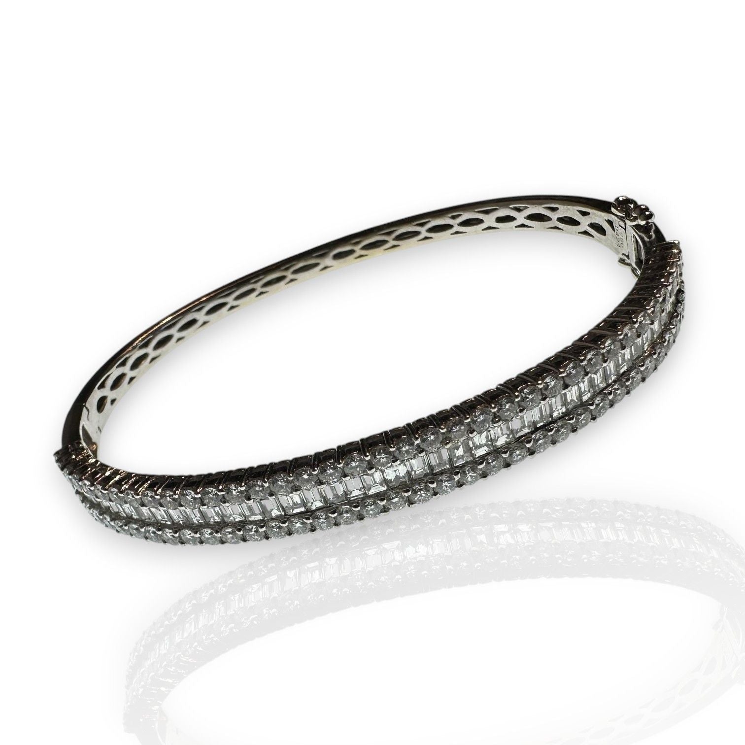 4.42ct Baguette Cut Diamond Bangle Bracelet in 18ct White Gold
