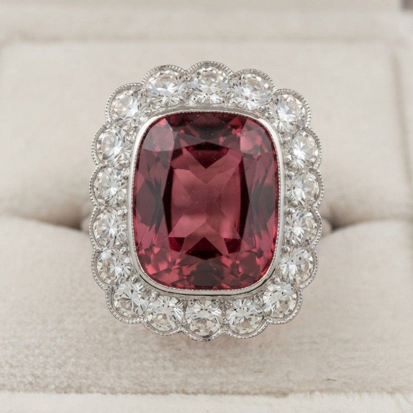 Edwardian Madeira Citrine Diamond Platinum 14 KT ring