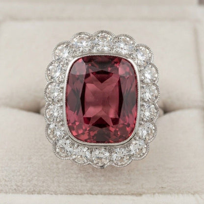 Edwardian Madeira Citrine Diamond Platinum 14 KT ring