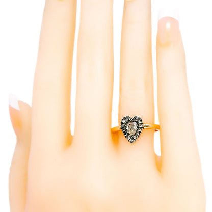 18 Carat Gold and Silver Diamond Heart-Shaped Cluster Ring, 0.30 Carat Centre
