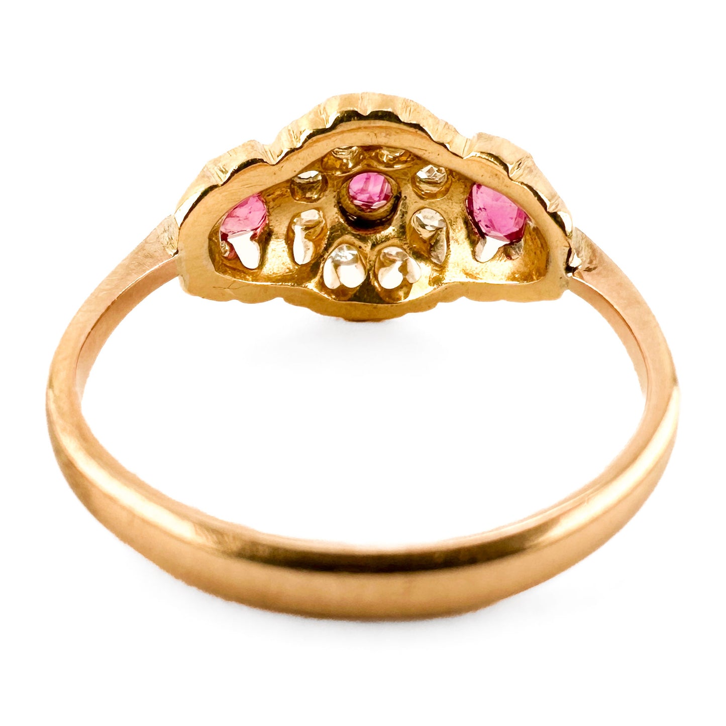 Edwardian Ruby &amp; Diamond Cluster Ring